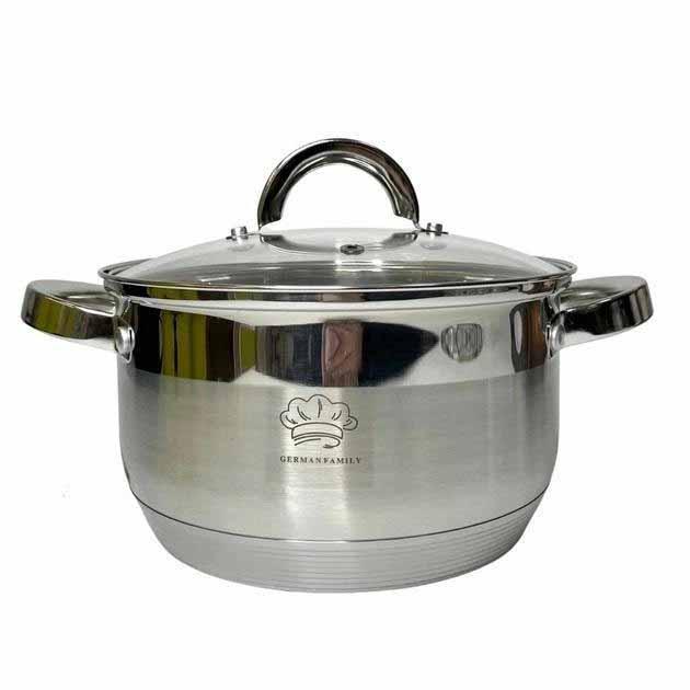 Каструля з кришкою для кухні  German Family GF-2050 4.5 л з високоякісної нержавіючої сталі