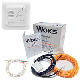 Тонкий кабель під плитку Woks-18 з терморегулятором RTC 70.26