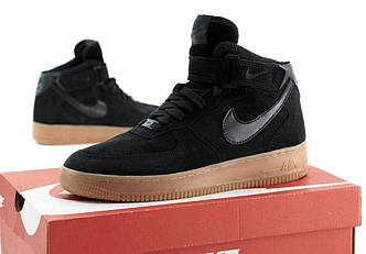 Зимові Чоловічі Кросівки Nike Air Force 1 High Black Brown (Хутро) 40-41-42-43-44-45