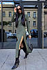 Демісезонне трикотажне плаття міді у рубчик кольору хакі, фото 6
