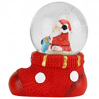 Снежный шар новогодний "Ботинок с подарками" Красный 16,5х13х9,5 см Elisey (6016-022)