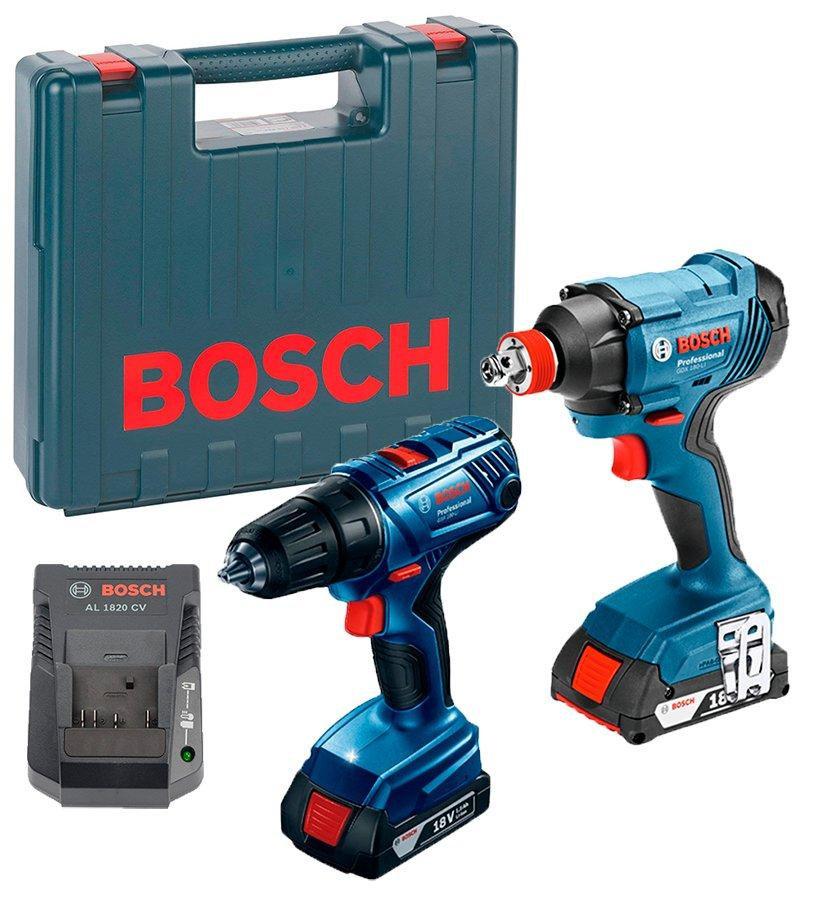 Акумуляторний дриль-шуруповерт + Гайковерт Bosch GSR 180 Li+GDX 180 Li+2 акб 3.5 Ah+ЗУ AL1820CV+валіза, фото 1
