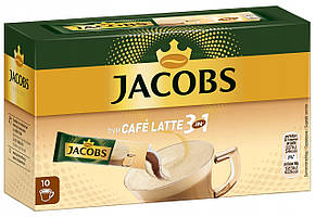 Кава розчинна Jacobs Cafe Latte 3 в 1 в стиках 10х12.5г 125 г Нідерланди