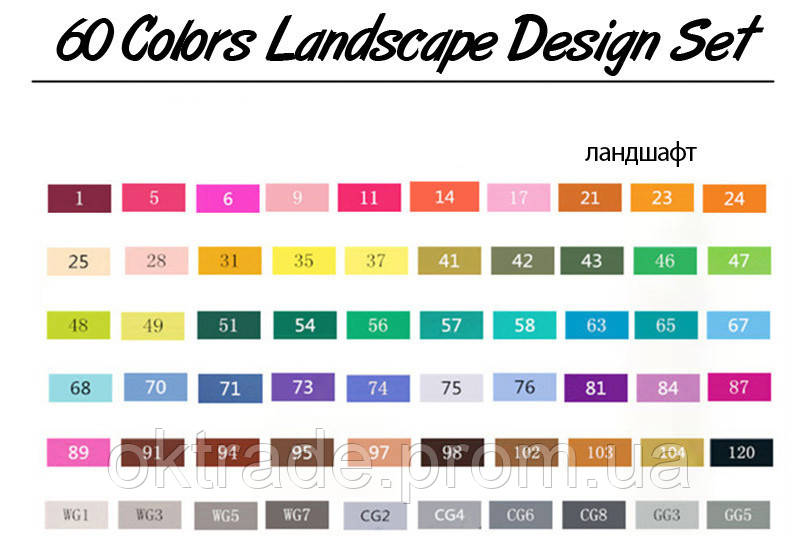 Маркеры для скетчинга TOUCHFIVE 60 цветов. Ландшафтный дизайн OD, код: 7891719 - фото 2 - id-p1955516449