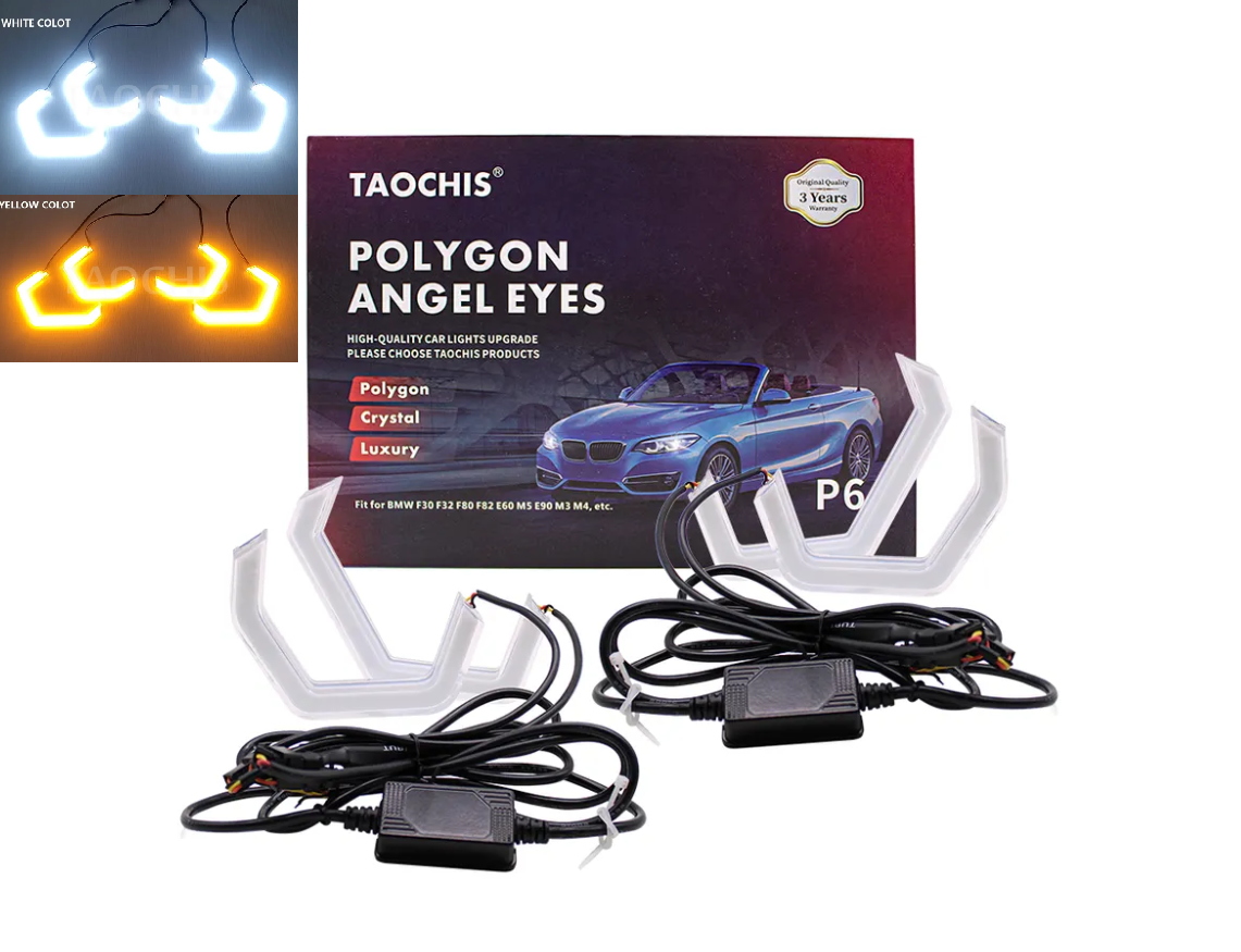 Ангельскі очі BSmart Crystal Angel Eyes ДХВ поворот білий жовтий BMW F10 F11 F18 F30 F31 F34, фото 1