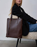 Женская сумка-шоппер ,вместительная молодежная женская черная сумка из эко-кожи Венди Коричневый