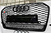 Решітка радіатора Audi A6 C7 рестайлінг (14-18) стиль RS6 (чорна + quattro), фото 5