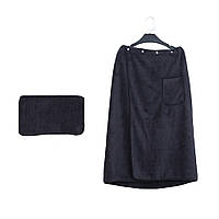 Набор мужской для сауны, полотенце 35*75 см и килт 80*150 см черный (NR0146_2)
