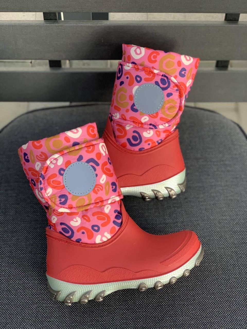 Червоні чоботи для дівчинки з вовною дитячі зимові сноубутси Літма