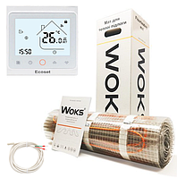 Нагрівальний мат WoksMat 160 2240 Вт (14,00 м2) з терморегулятором Ecoset PWT 002 Wi-Fi