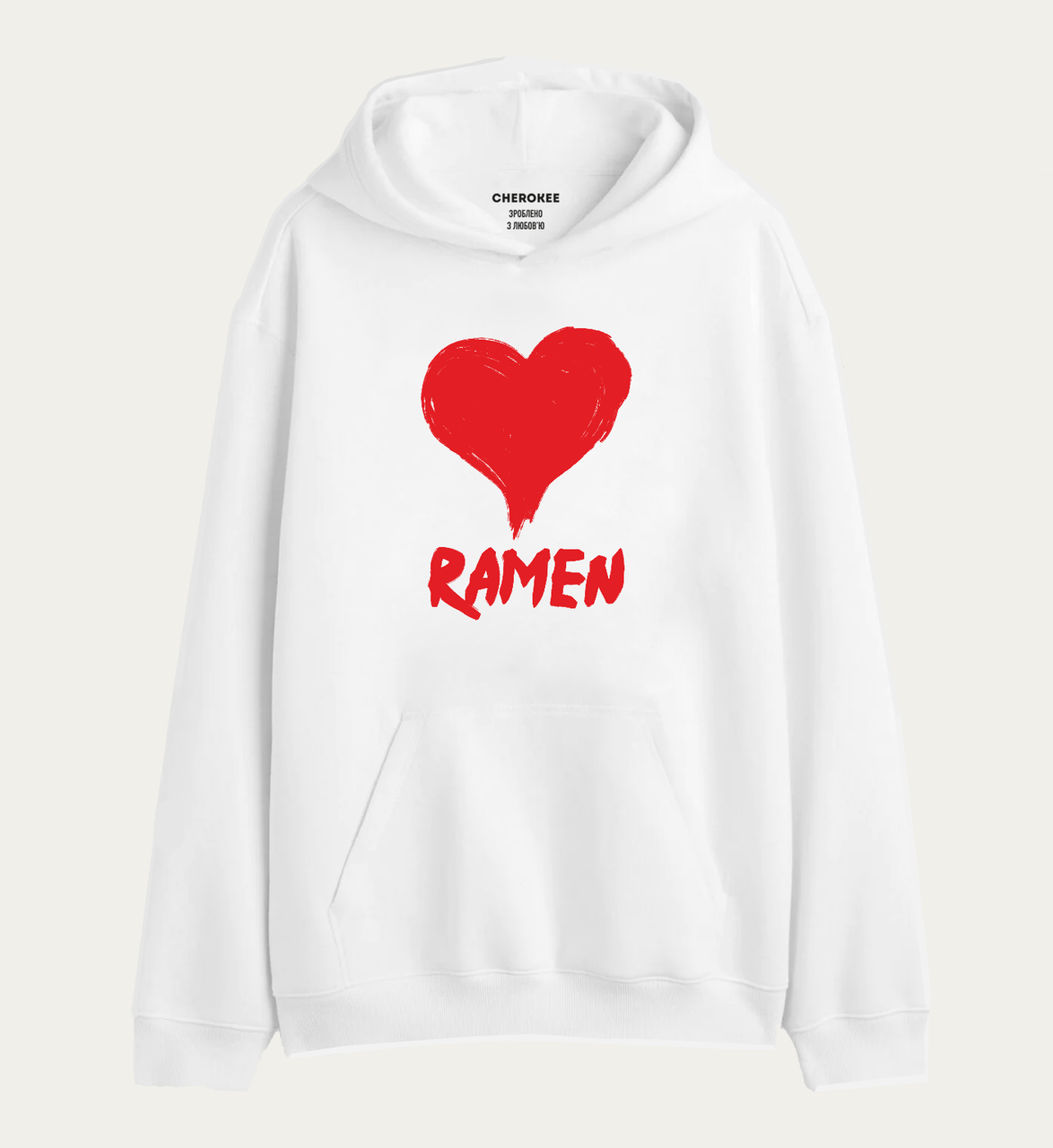 Худі толстовка в білому кольорі  "I LOVE RAMEN"