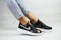 Женские стильные демисезонные кроссовки черно белые Nike Air Force ,айр форс 36 38 39 размер
