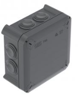 Коробка розподільча Т 60 з кабельними вводами, 114х114х57, ІР66, IK07, УФ-стійкий / ПП, чорний