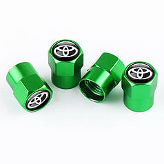 Захисні ковпачки на ніпель із лого Toyota Short Green Тойота — 4 шт.