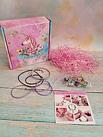 Детский набор для изготовления стильных браслетов Пандора в подарочной коробке единорог для девочки модницы