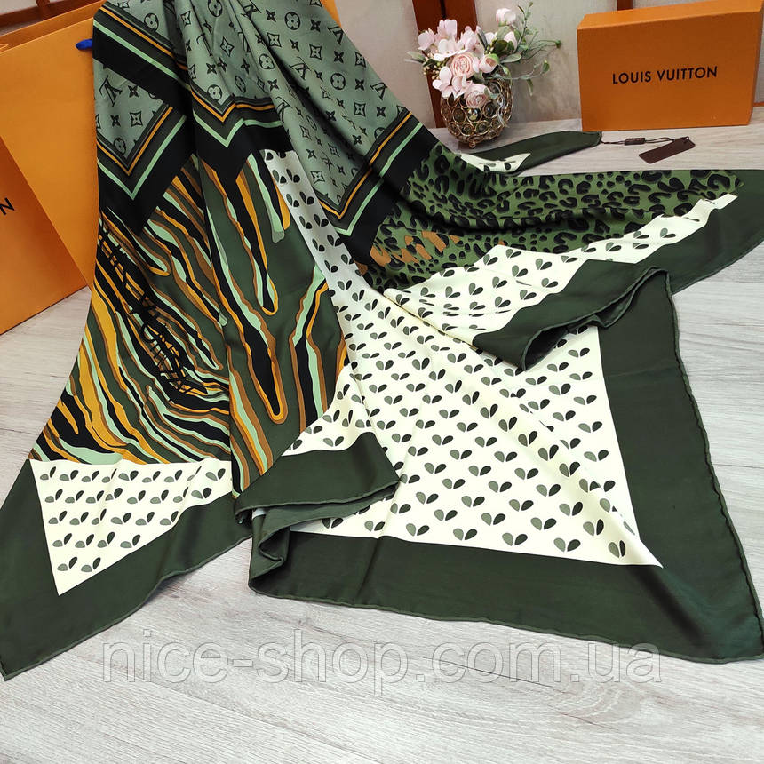 Хустка Louis Vuitton шовкова з ручною підшивкою, фото 1