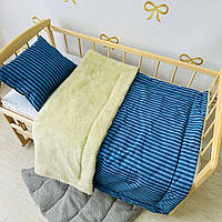 Тепла дитяча ковдра на овчинці і подушка в ліжечко манеж - дитяча ковдра для новонароджених 110x140 см