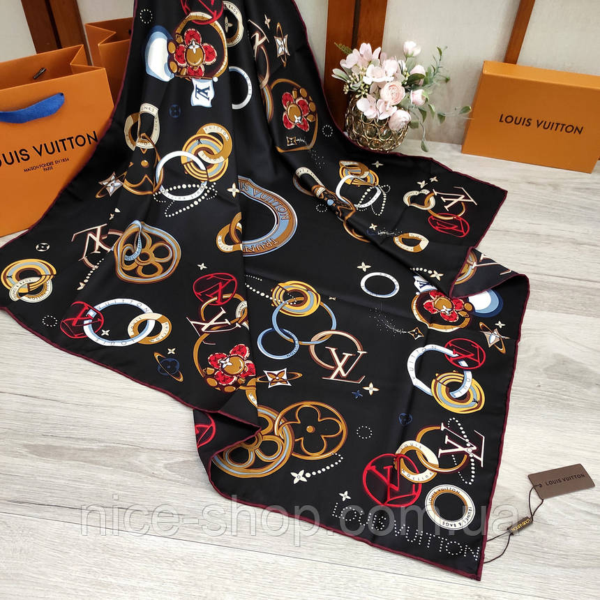 Хустка Louis Vuitton шовкова з ручною підшивкою, фото 1