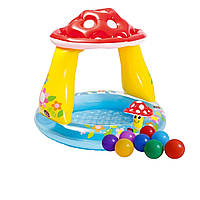 Детский надувной бассейн Intex 57114-1 Грибочек 102 х 89 см с шариками 10 шт TO, код: 7428113
