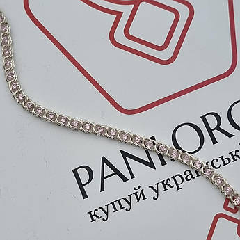 Браслет зі срібла з рожевими цирконами на руку та плетінням Арабський Бісмарк 16.5 см