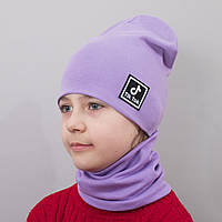 Детская шапка с хомутом КАНТА TikTok размер 48-52 сиреневая (OC-993) TP, код: 6489547