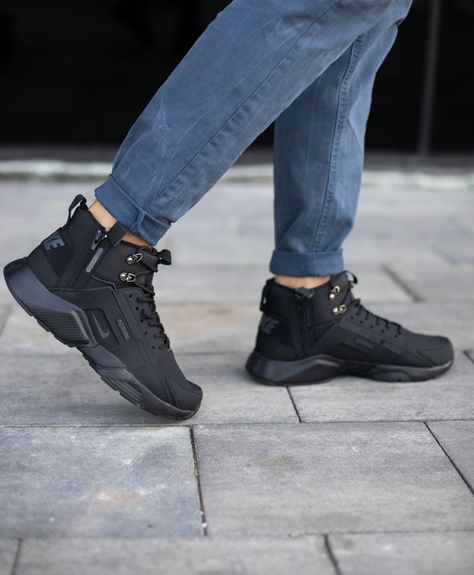 Nike Huarache Winter Acronym Black ТЕРМО кросівки чоловічі зимові Найк Хуараче чорні текстиль осінь зима