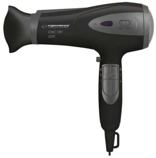 Фен з іонізацією Esperanza EBH 005 K (2200 Вт, дифузор, концентратор, 2 швидкості, компактний), фото 1