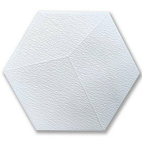 Декоративний самоклеючий шестикутник 3D білий  200x230мм (1104)