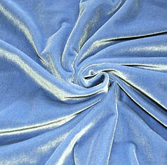 Оксамитова тканина, велюр, стрейч, 50х40 см, 240 гр/м, темно-блакитний