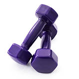 Набір для фітнесу 2в1 килимок для фітнесу та спорту (каремат) + гантелі 2шт по 2.5 кг OSPORT Set 17 (n-0048) Фіолетовий, фото 5