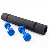 Набір для фітнесу 2в1 килимок для фітнесу та спорту (каремат) + гантелі 2шт по 4 кг OSPORT Set 19 (n-0050) Синій, фото 2
