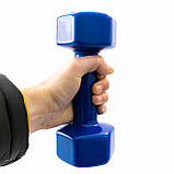 Набір для фітнесу 2в1 килимок для фітнесу та спорту (каремат) + гантелі 2шт по 4 кг OSPORT Set 19 (n-0050) Синій, фото 5