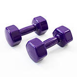 Набір для фітнесу 2в1 килимок для фітнесу та спорту (каремат) + гантелі 2шт по 6 кг OSPORT Set 21 (n-0052) Фіолетовий, фото 5
