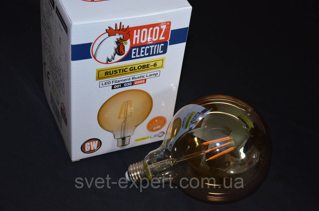 Лампа FILAMENT LED Куля 6W 2200K E27 540Lm 220-240V