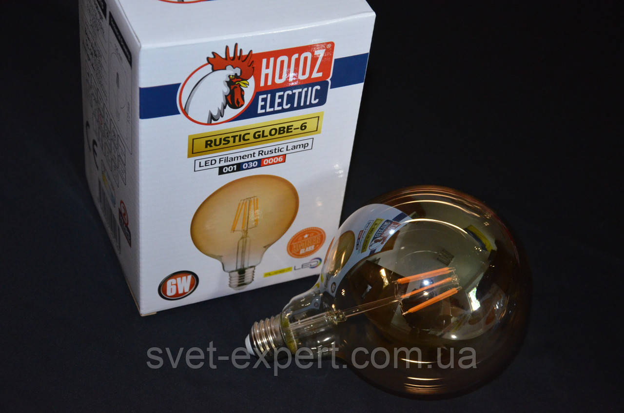 Лампа FILAMENT LED Шар 6W 2200K E27 540Lm 220-240V - фото 1 - id-p1955828158