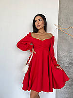 Романтическое короткое платье. Вечернее платье мини Красный