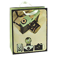 Сумочка подарункова паперова з ручками Gift bag Камера Вінтаж 32х26х12,5 см (15792) KB, код: 7750666