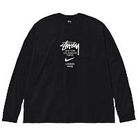 Чорний лонгслів Nike x Stussy унісекс Стуссі Стассі Найк