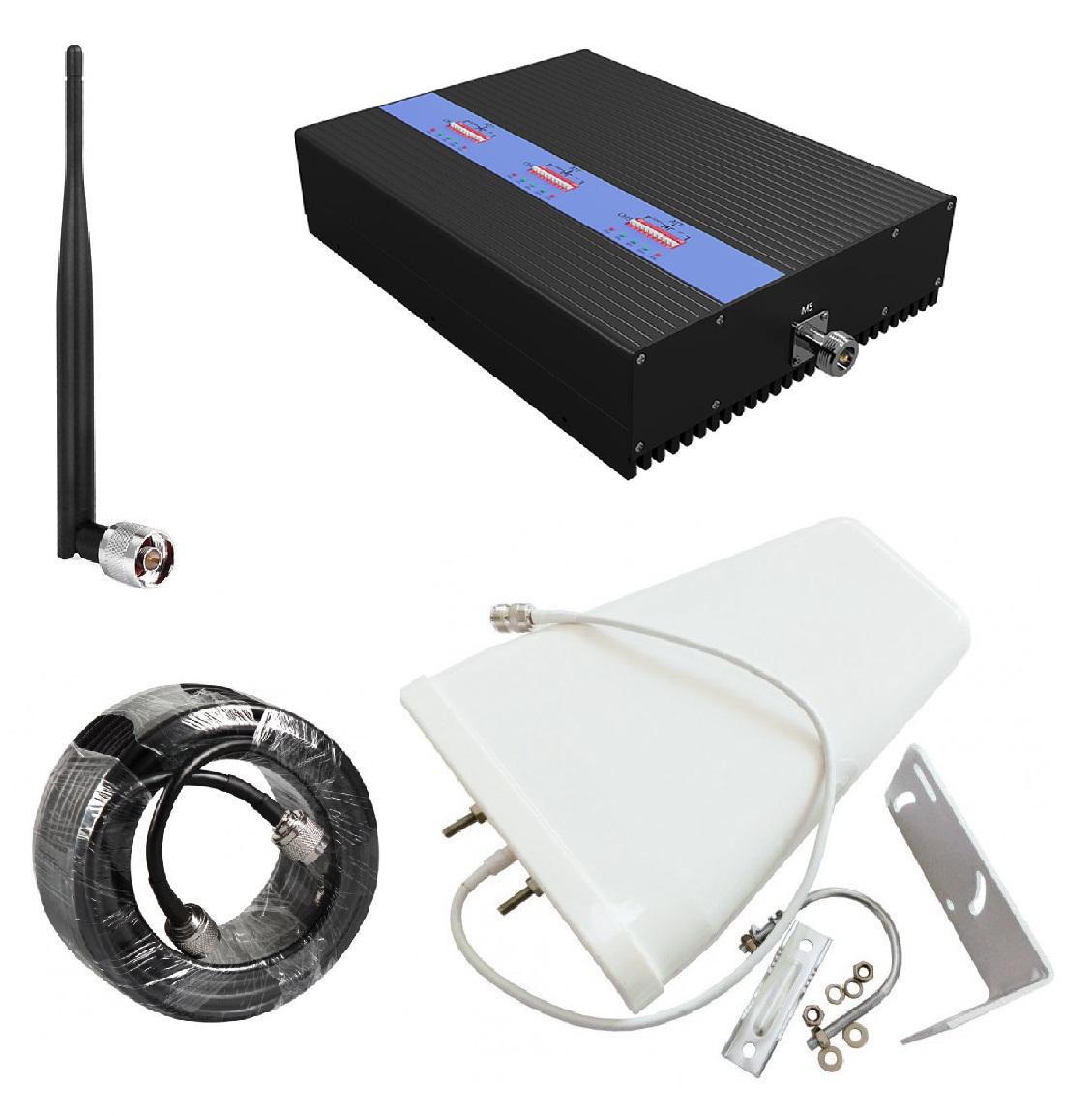 Репітер підсилювач мобільного зв'язку і інтернета Lintratek KW25A-GDW GSM 3G 4G 900 1800 2100 МГц (10/I дБі), фото 1