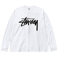 Білий лонгслів Stussy Big Logo унісекс Стуссі Стассі