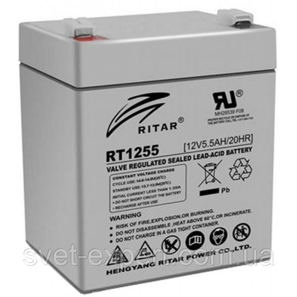 Аккумулятор AGM RITAR RT1255, Gray Case, 12V 5.5Ah ( 90 х 70 х 101 (107) ) Q10
