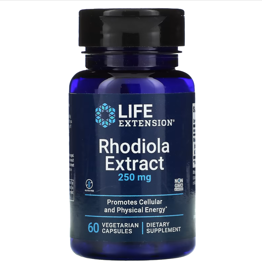 Life Extension, екстракт родіоли, 250 мг, 60 вегетаріанських капсул