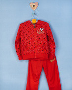 Спортивний трикотажний костюм-двійка "Серця" на дівчаток Grace/яскраво-кораловий 116-122