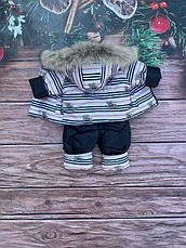 Зимовий дитячий теплий костюм від 1 року розміри 80-86 86-92 92-98 98-104 курточка та штанці - хутро єнота, фото 4