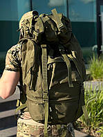 Тактический походный баул-сумка, Прочный армейский рюкзак олива 65л, Армейский большой рюкзак для военных