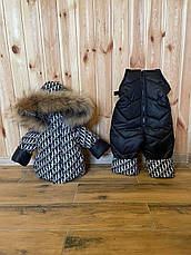 Зимовий дитячий теплий костюм від 1 року розміри 80-86 86-92 92-98 98-104 курточка та штанці - хутро єнота, фото 3
