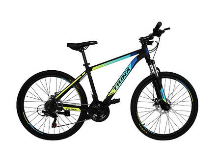 Велосипед TRINX M100 26"x15" Matt Black-Blue-Yellow, фото 2