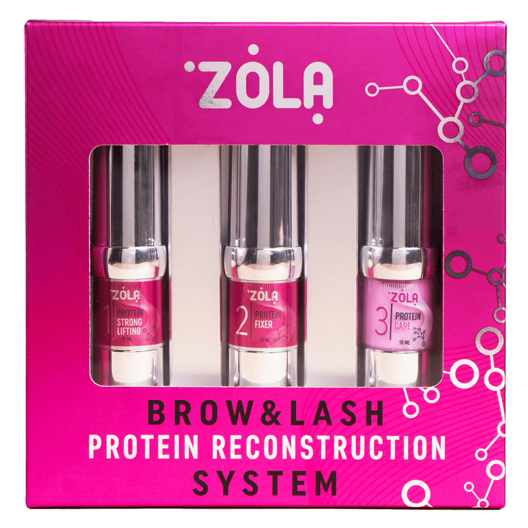Zola Набір для ламінування брів і вій в рожевій коробці Brow&Lash Protein Reconstruction System