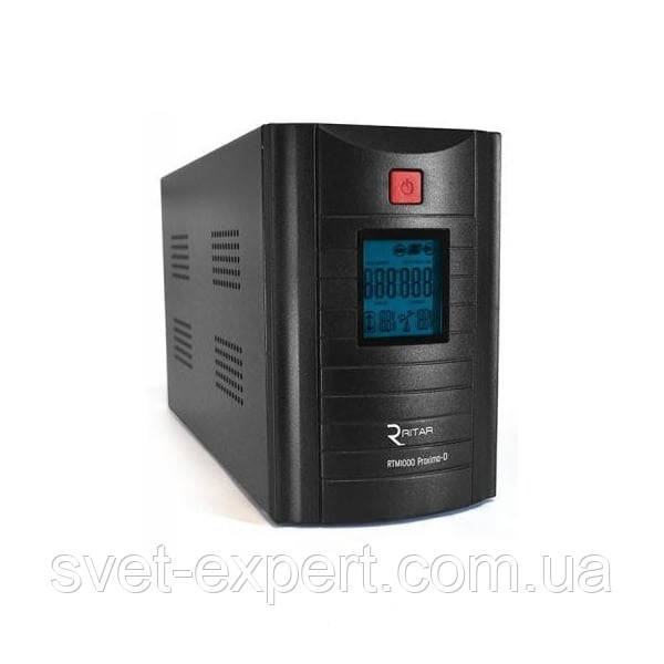 ИБП Ritar RTM1000 (600W) Proxima-D, LCD, AVR, 3st, 3xSCHUKO socket, 2x12V7Ah, metal Case (350х120х188)- Q2 - фото 1 - id-p1955863495