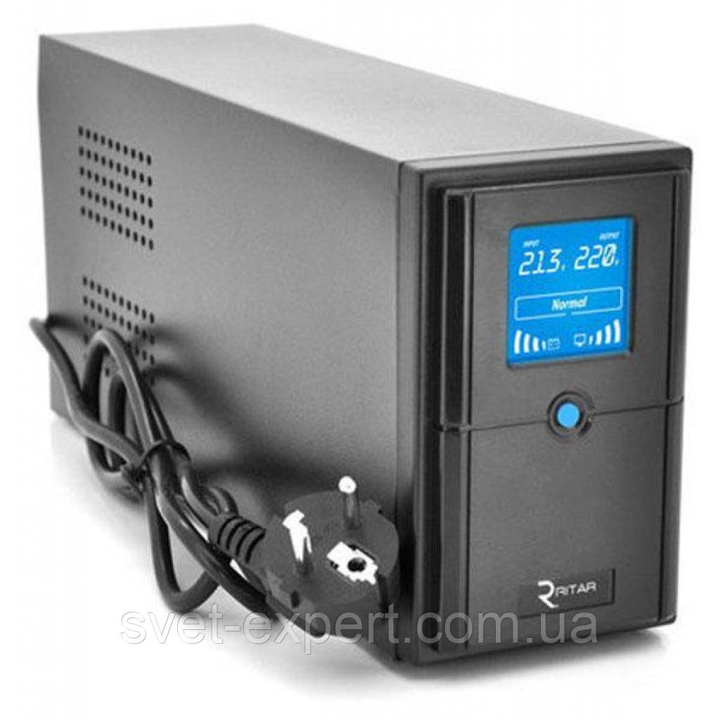 ИБП Ritar E-RTM1000 (600W) ELF-D, LCD, AVR, 3st, 3xSCHUKO socket, 2x12V7Ah, metal Case Q2 (405*195*285) 10 кг